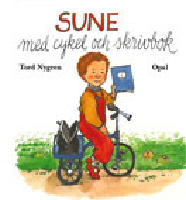 Sune med cykel och skrivbok