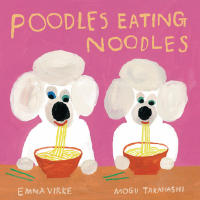 Poodles eating noodles