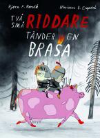 Tv&aring; sm&aring; riddare t&auml;nder en brasa