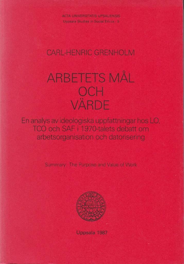 Arbetets m&aring;l och v&auml;rde
