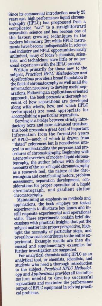 Practical HPLC methodology and applications