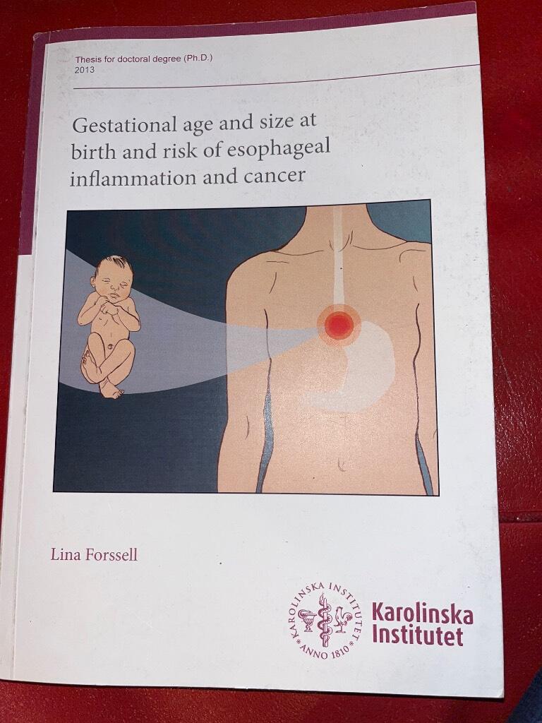 Gestational age and size at birth and risk of esophageal inflammation and cancer