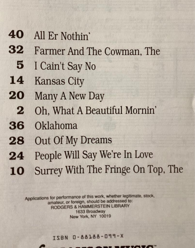 Oklahoma - vocal selections : [a commemorative edition to celebrate the show's 50th anniversary]