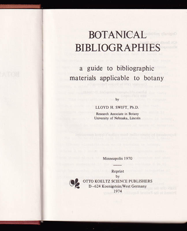 Botanical bibliographies - a guide to bibliographic materials applicable to botany