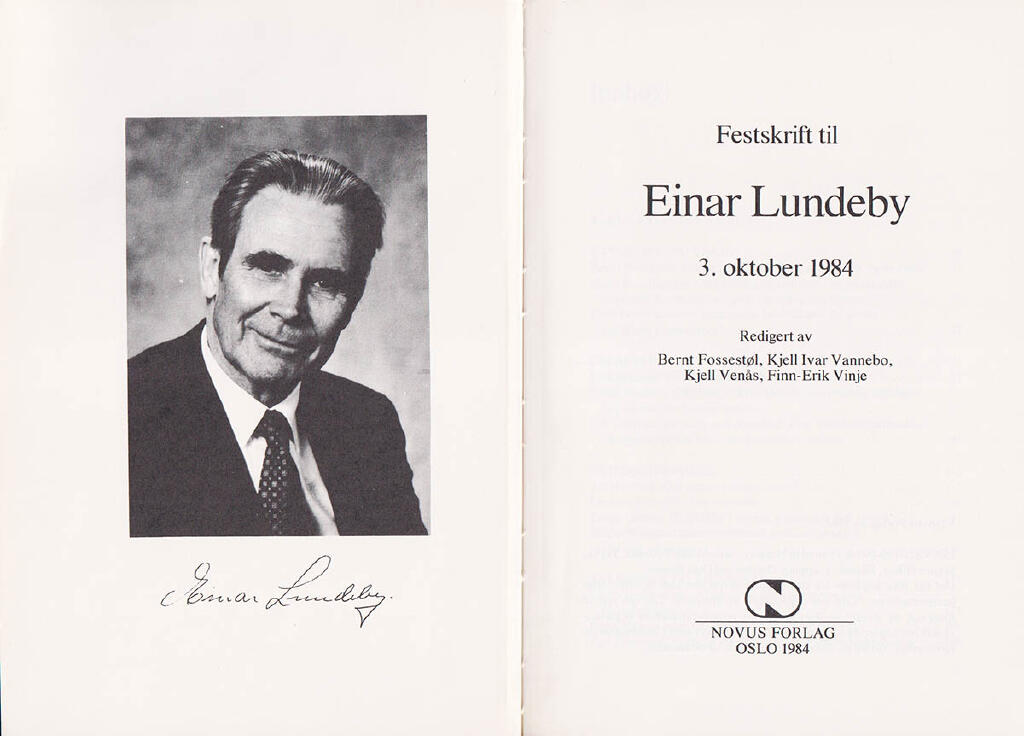 Festskrift til Einar Lundeby, 3. oktober 1984