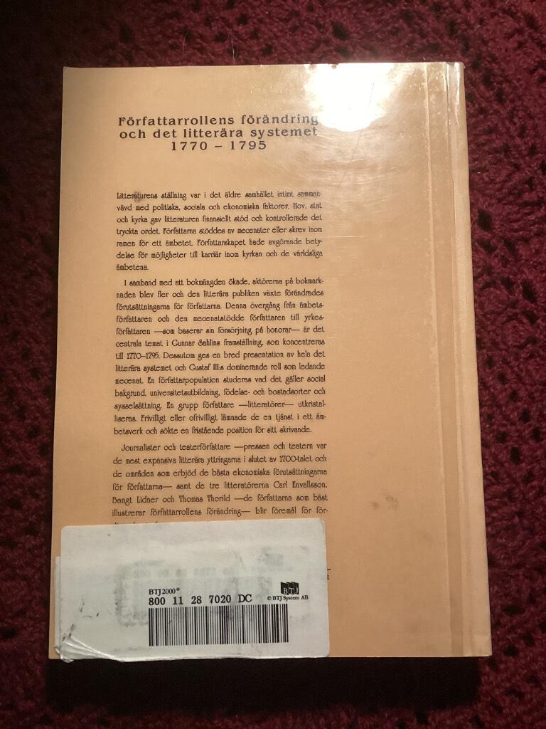 F&ouml;rfattarrollens f&ouml;r&auml;ndring och det litter&auml;ra systemet 1770-1795