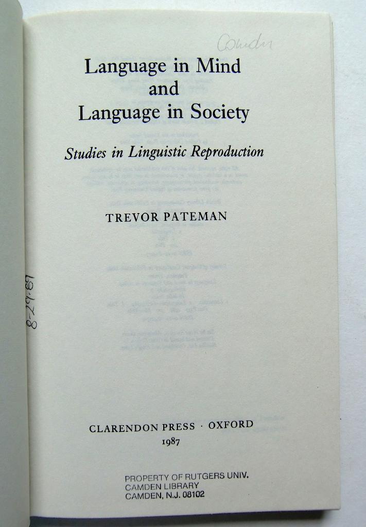 Language in mind and language in society : studies in linguistic reproduction
