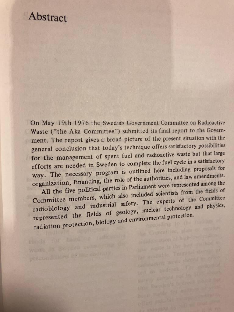 Spent nuclear fuel and radioactive waste [Elektronisk resurs] a summary of a report given by the Swedish government committee on radioactive waste