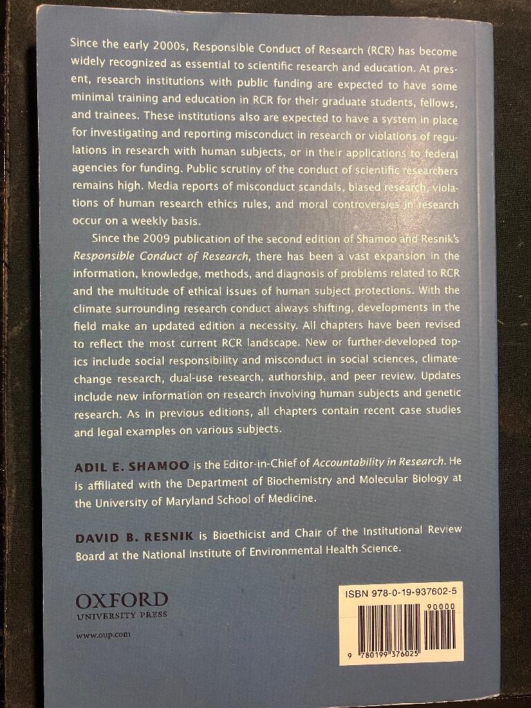 Responsible conduct of research