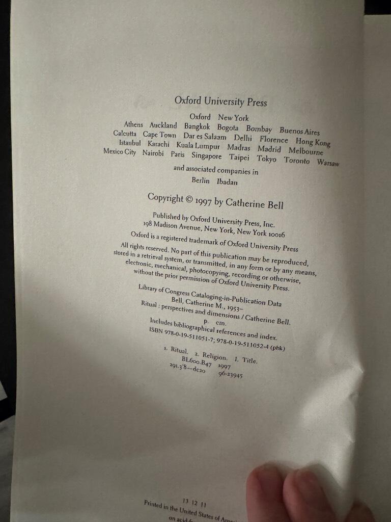 Ritual - perspectives and dimensions