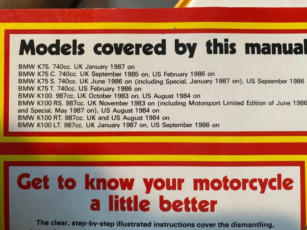 BMW K100 & 75 owners workshop manual