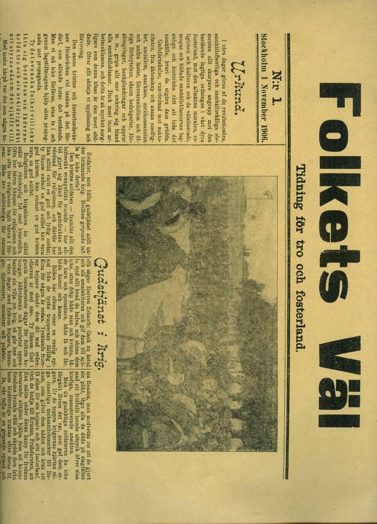 Folkets v&auml;l - tidning f&ouml;r tro och fosterland