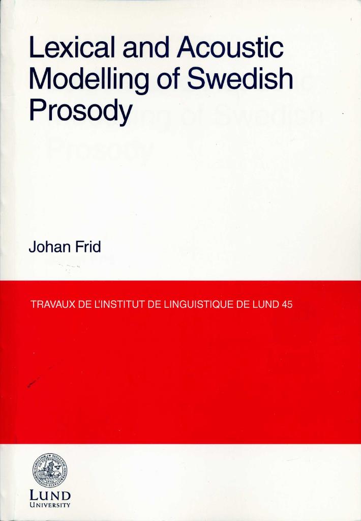 Lexical and acoustic modelling of Swedish prosody