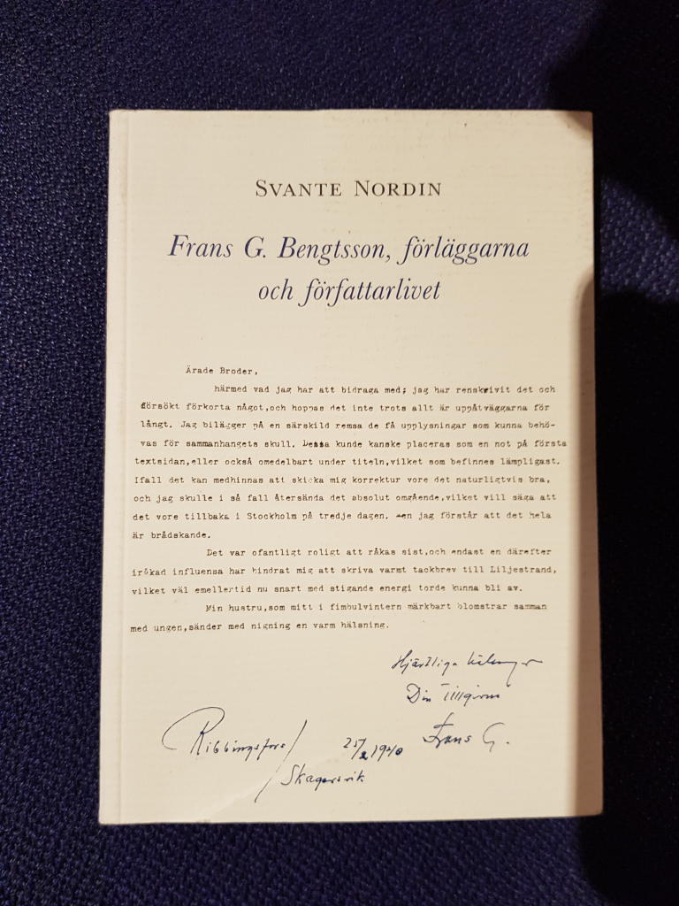 Frans G. Bengtsson, f&ouml;rl&auml;ggarna och f&ouml;rfattarlivet