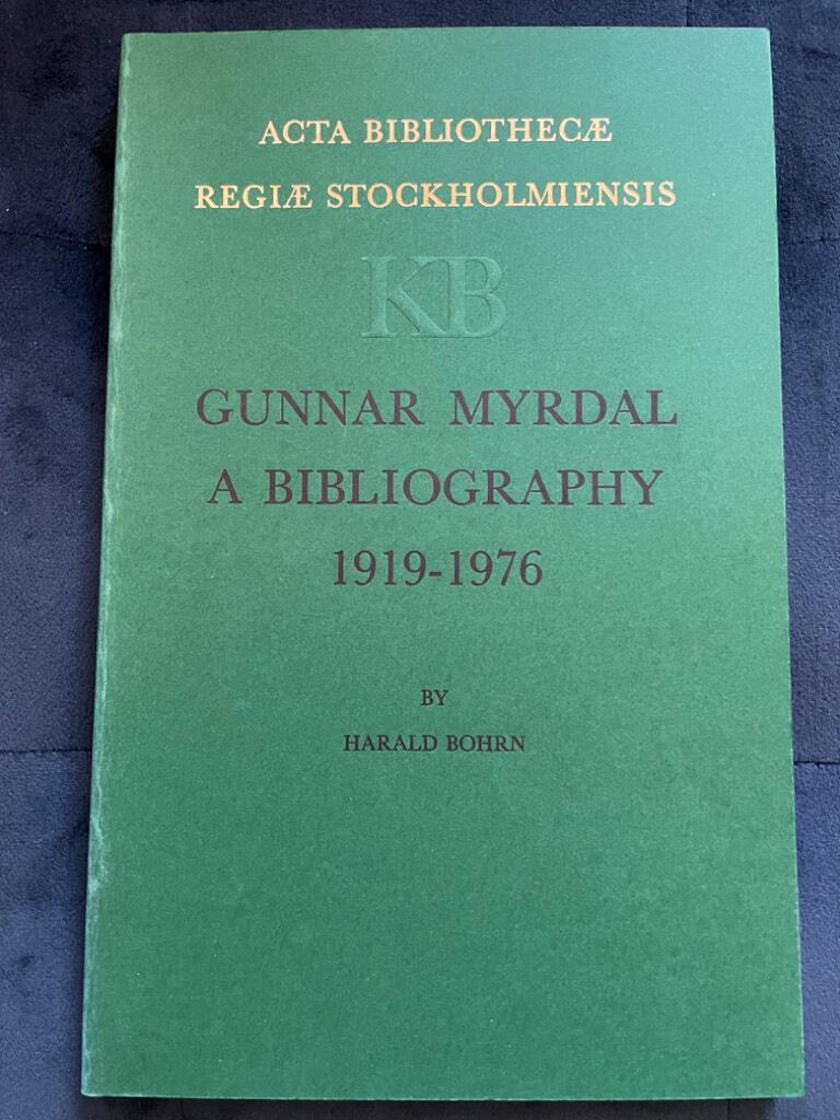 Gunnar Myrdal - a bibliography : 1919-1976