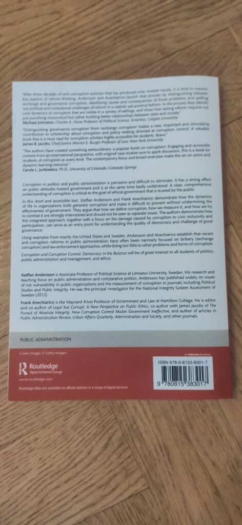 Corruption and corruption control - democracy in the balance