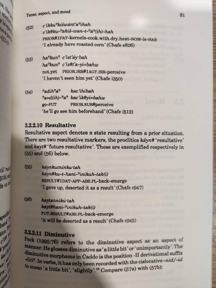 Caddo verb morphology