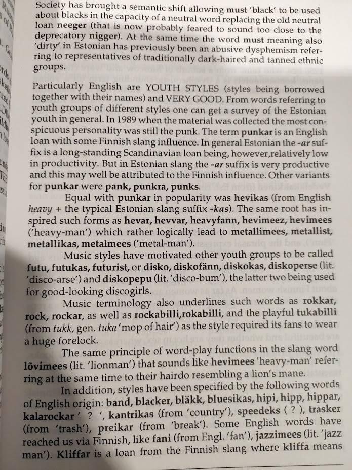 Studies of Estonian slang in Tallinn - Spring 1989