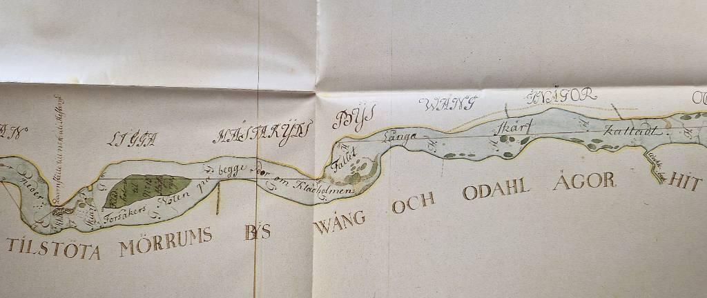 Plan och profil charta öfver Mörrums ström och Elleholms å : ifrån Grinderne till Saltsjön på Elleholms redd belägen uti Blekingen, Lister härad, Mörrums och Elleholms sochnar, uprättad åren 1773 och 1775