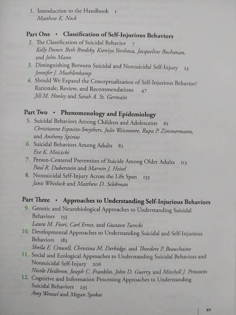 The Oxford handbook of suicide and self-injury