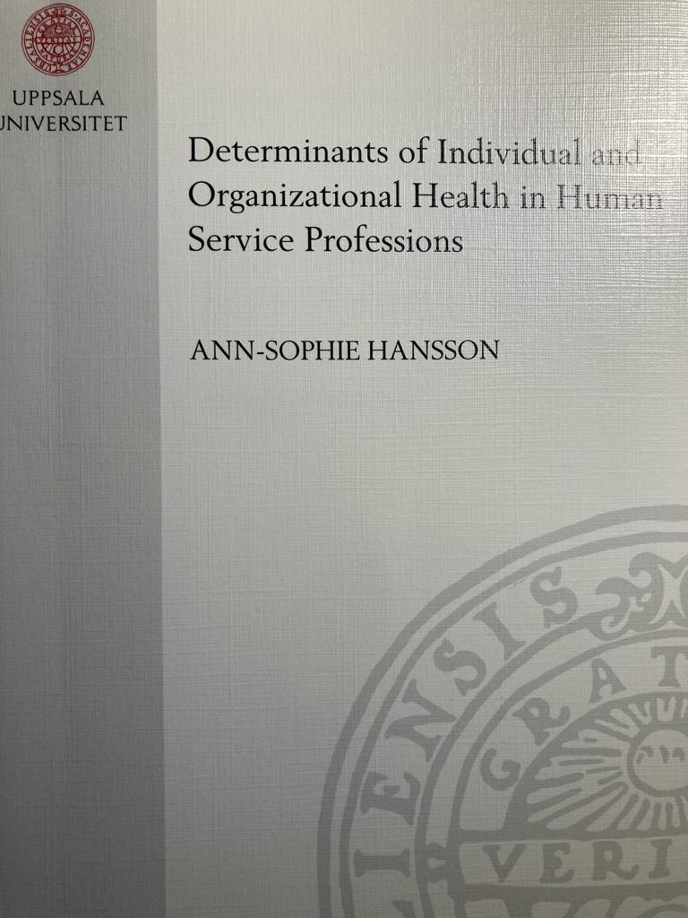 Determinants of individual and organizational health in human service professions