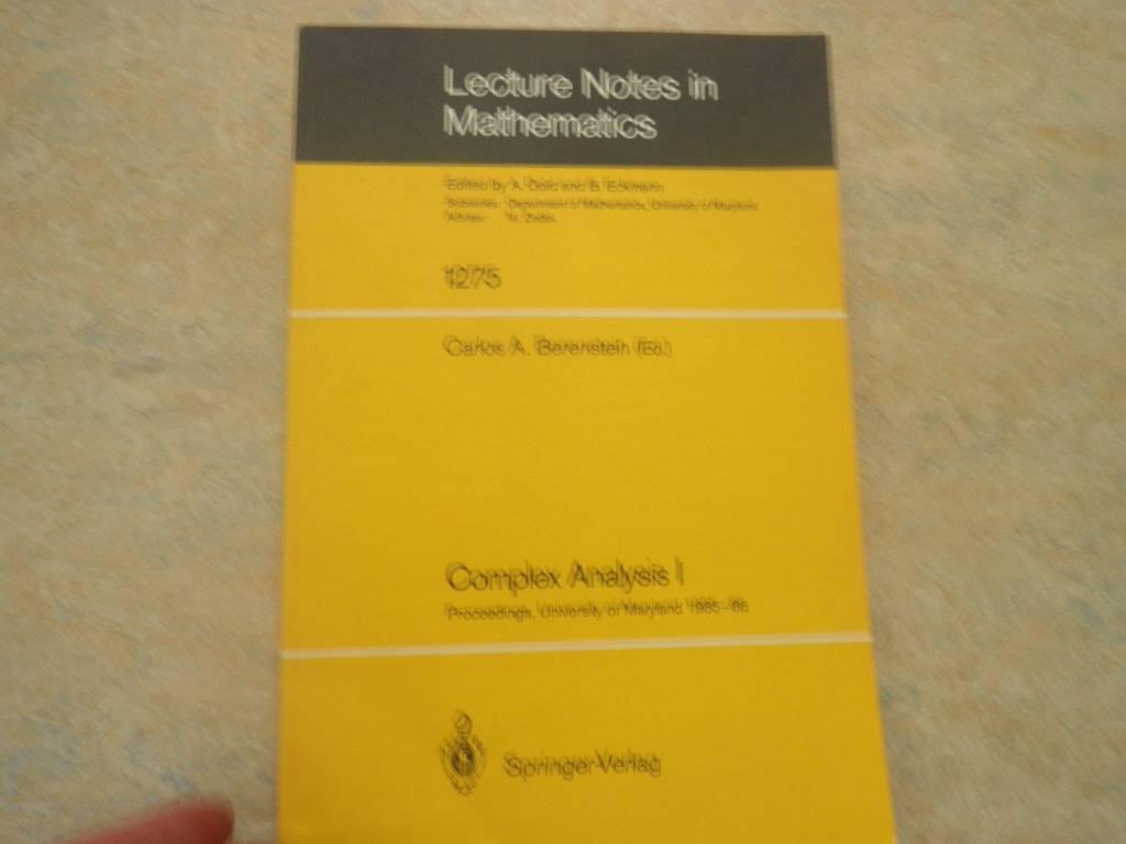 Complex analysis - proceedings of the Special Year held at the University of Maryland, College Park, 1985-86