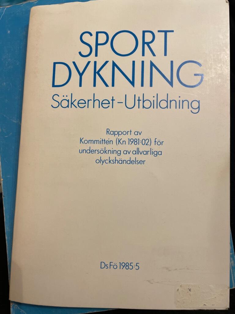 Sportdykning : s&auml;kerhet - utbildning : rapport