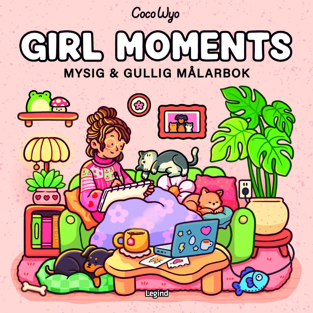 Girl Moments - Mysig och gullig Cozy Coloring m&aring;larbok fr&aring;n Coco Wyo
