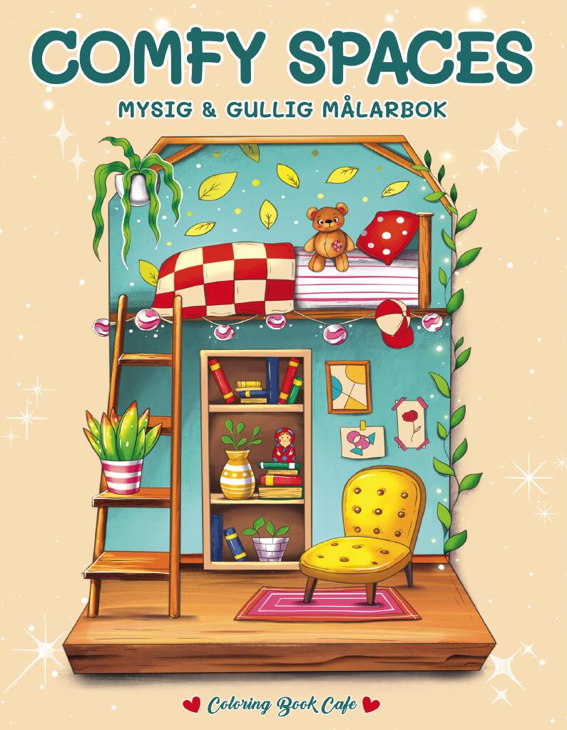 Comfy Spaces. Mysig och gullig Cozy Coloring m&aring;larbok fr&aring;n Coloring Book Cafe