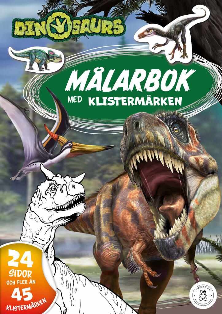 Dinosaurier - M&aring;larbok med klisterm&auml;rken