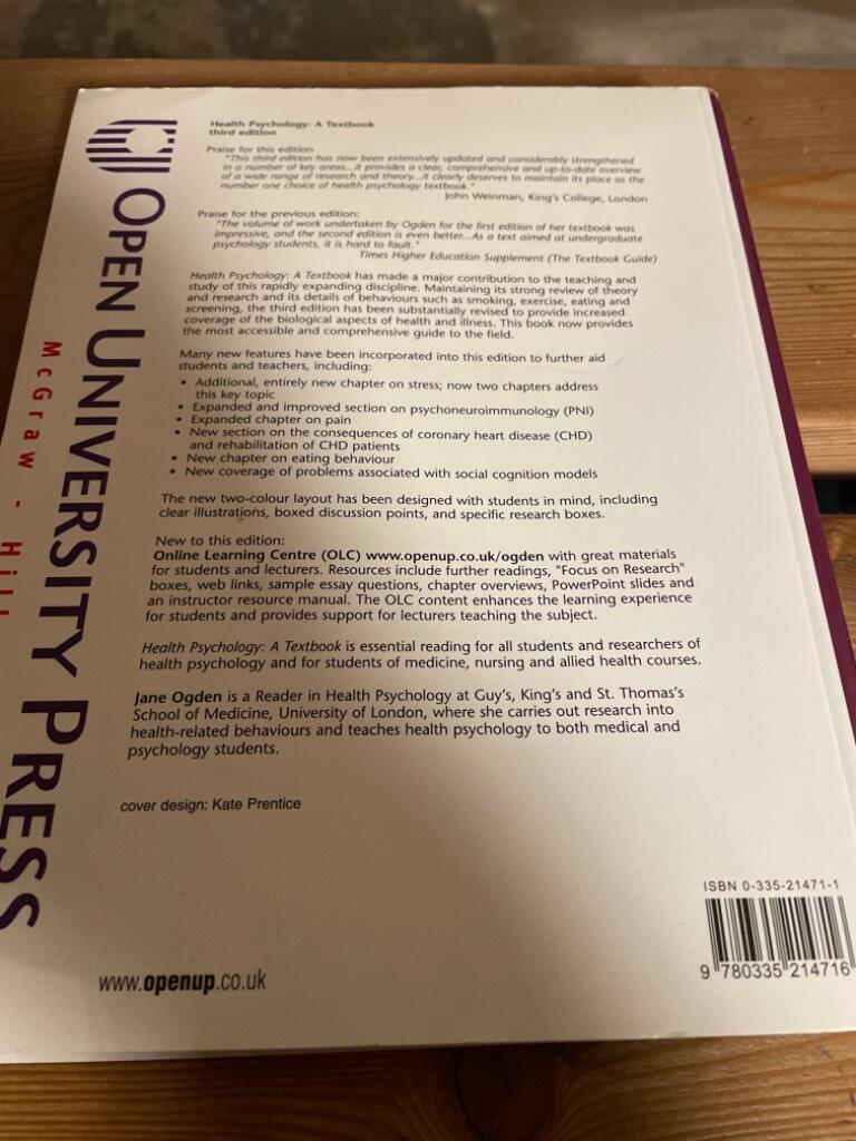 Health Psychology: A Textbook