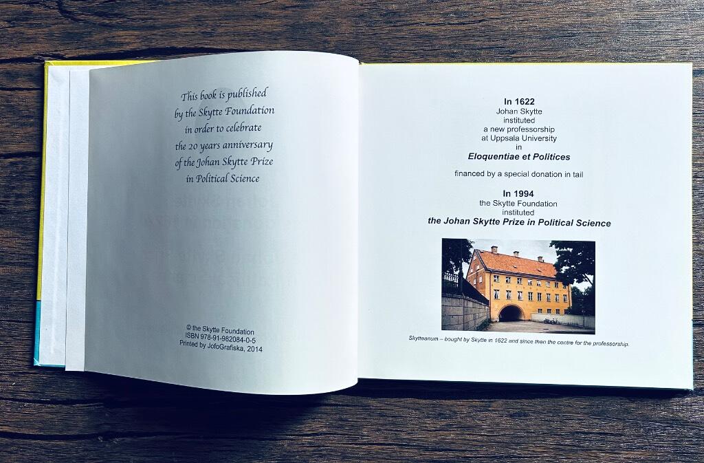Johan Skytte, his donation in 1622 and the Johan Skytte prize in political science