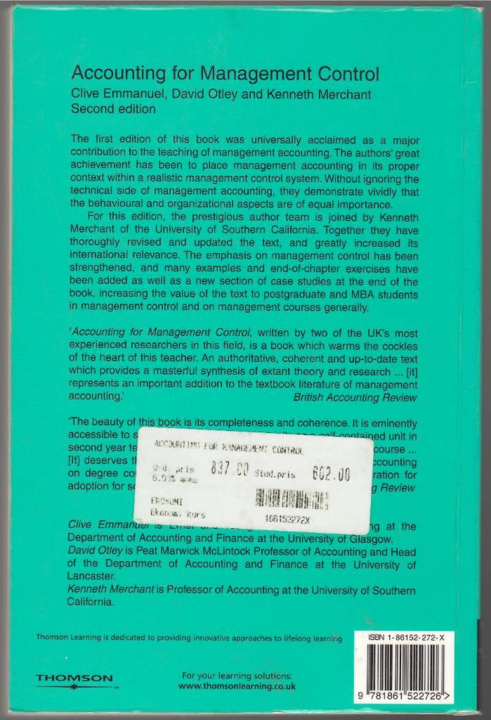 Accounting for Management Control