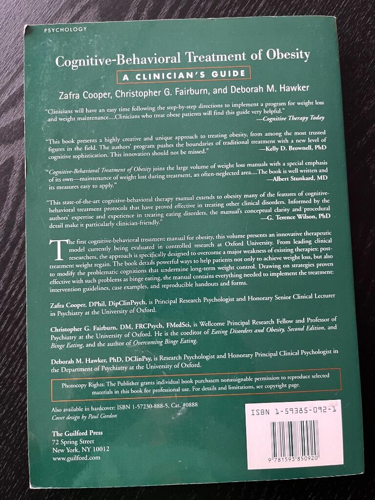 Cognitive-behavioral treatment of obesity - a clinician's guide