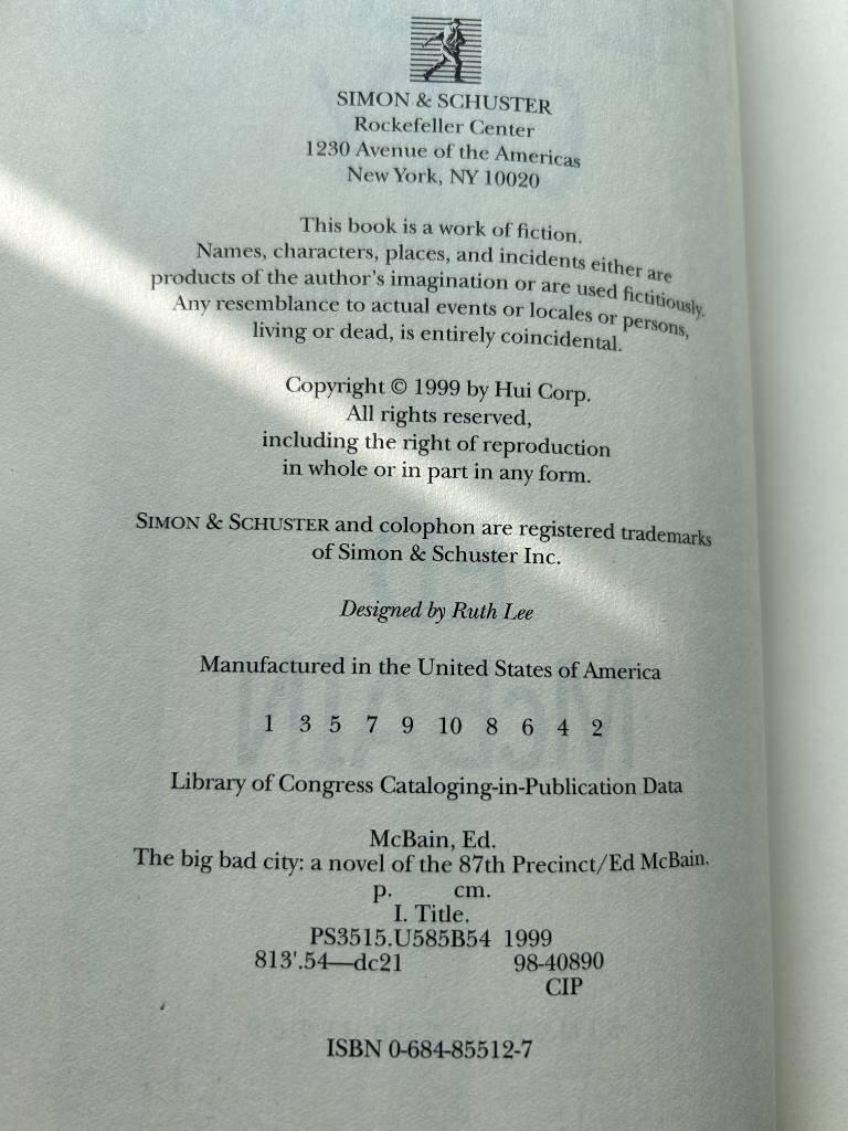 The big bad city - a novel of the 87th Precinct