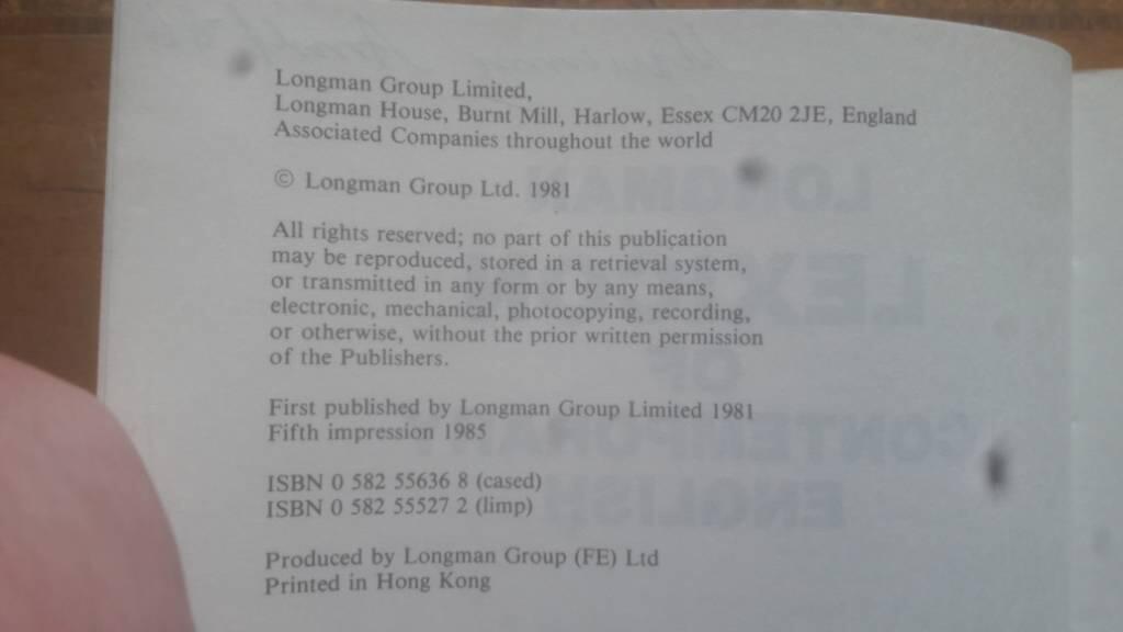 Longman lexicon of contemporary English
