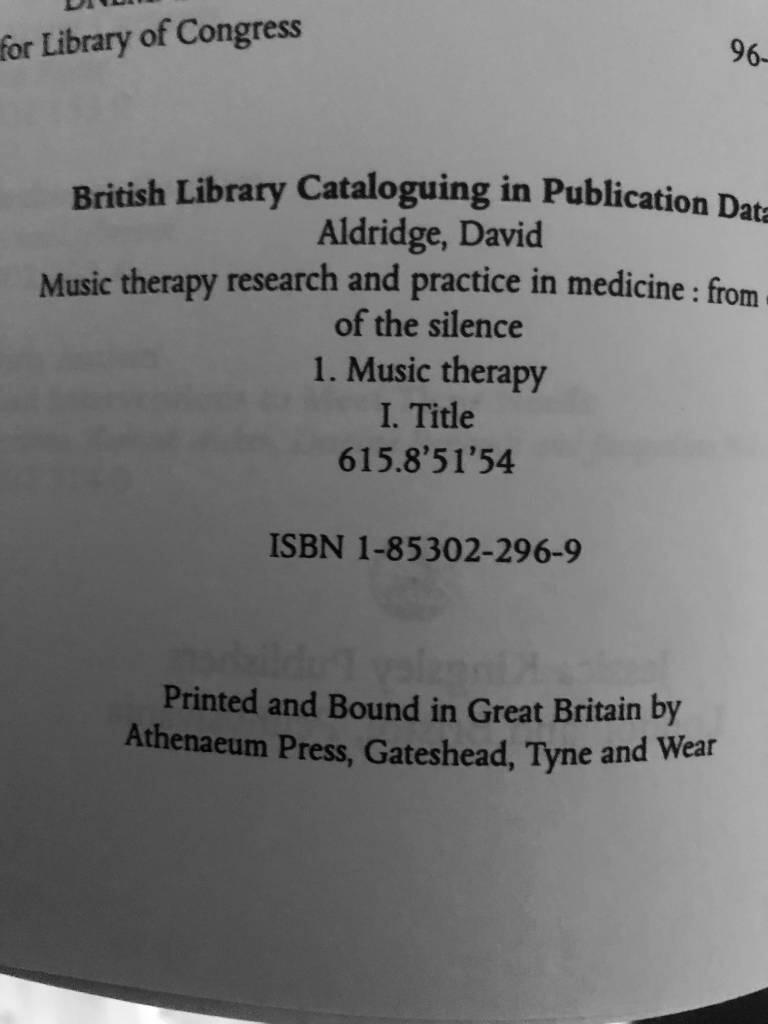 Music therapy research and practice in medicine - from out of the silence