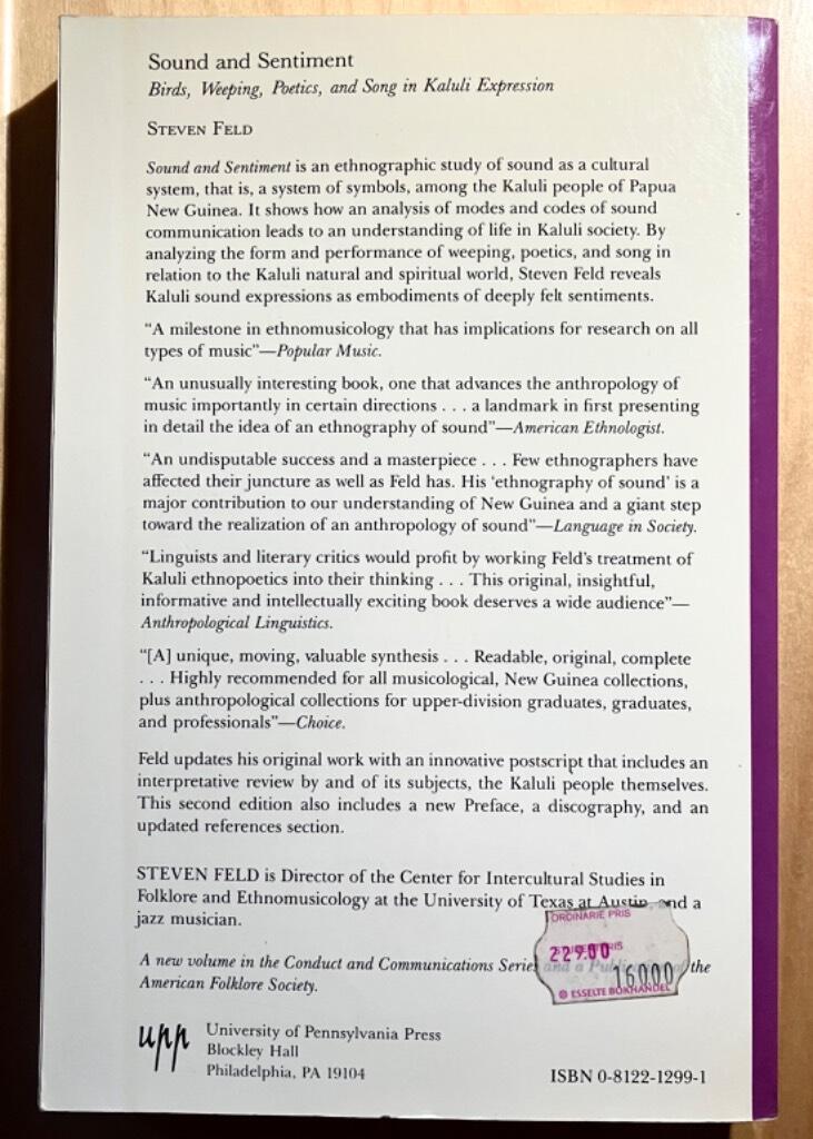 "Sound and sentiment : birds, weeping, poetics, and song in Kaluli expression" [Elektronisk resurs]
