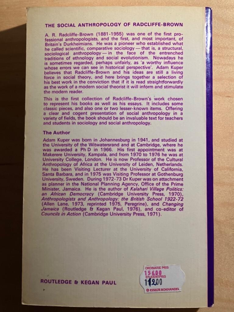 The social anthropology of Radcliffe-Brown