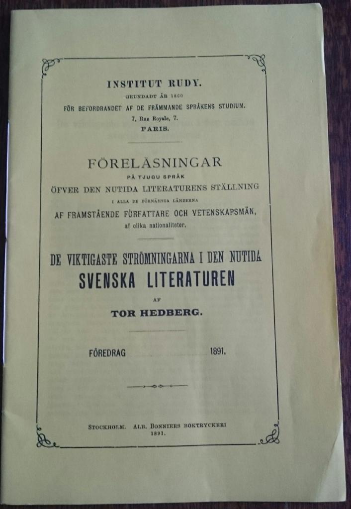 De viktigaste str&ouml;mningarna i den nutida svenska literaturen : f&ouml;redrag