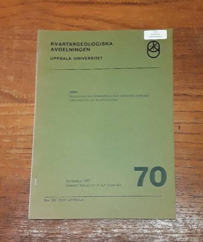 R&auml;mma - geologiska och hydrogeologiska aspekter avseende infiltration av avloppsvatten