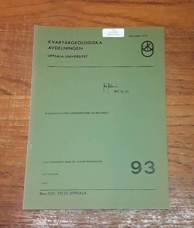 Pollenanalytisk unders&ouml;kning av S&ouml;lendet