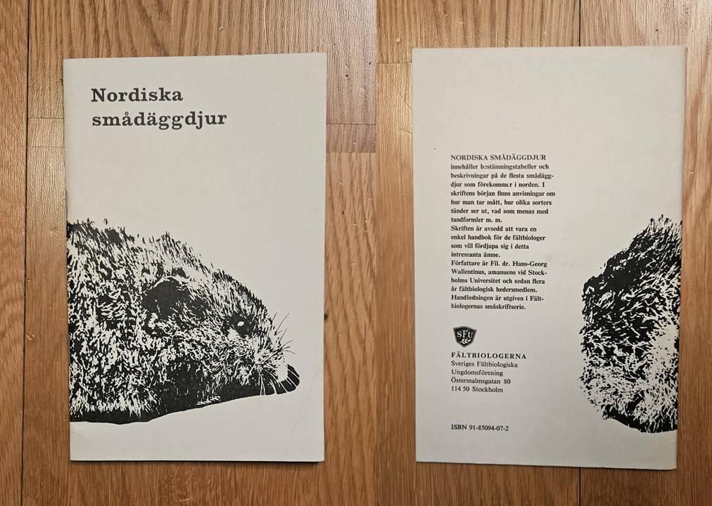 Best&auml;mningstabell &ouml;ver nordiska sm&aring;d&auml;ggdjur : med korta beskrivning ar