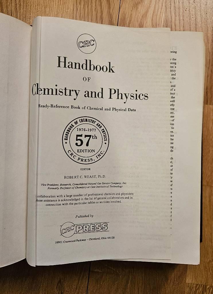Handbook of chemistry and physics - a ready-reference book of chemical and physical data