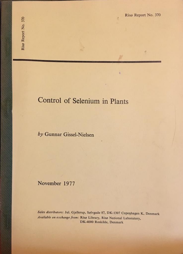 Control of selenium in plants : [Regulering af selenindholdet i planter]