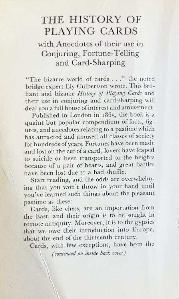 The history of playing cards - with anecdotes of their use in conjuring, fortune-telling, and card-sharping