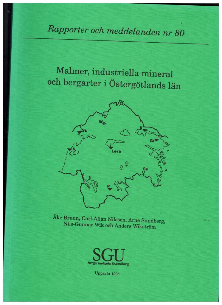 Malmer, industriella mineral och bergarter i Östergötlands län