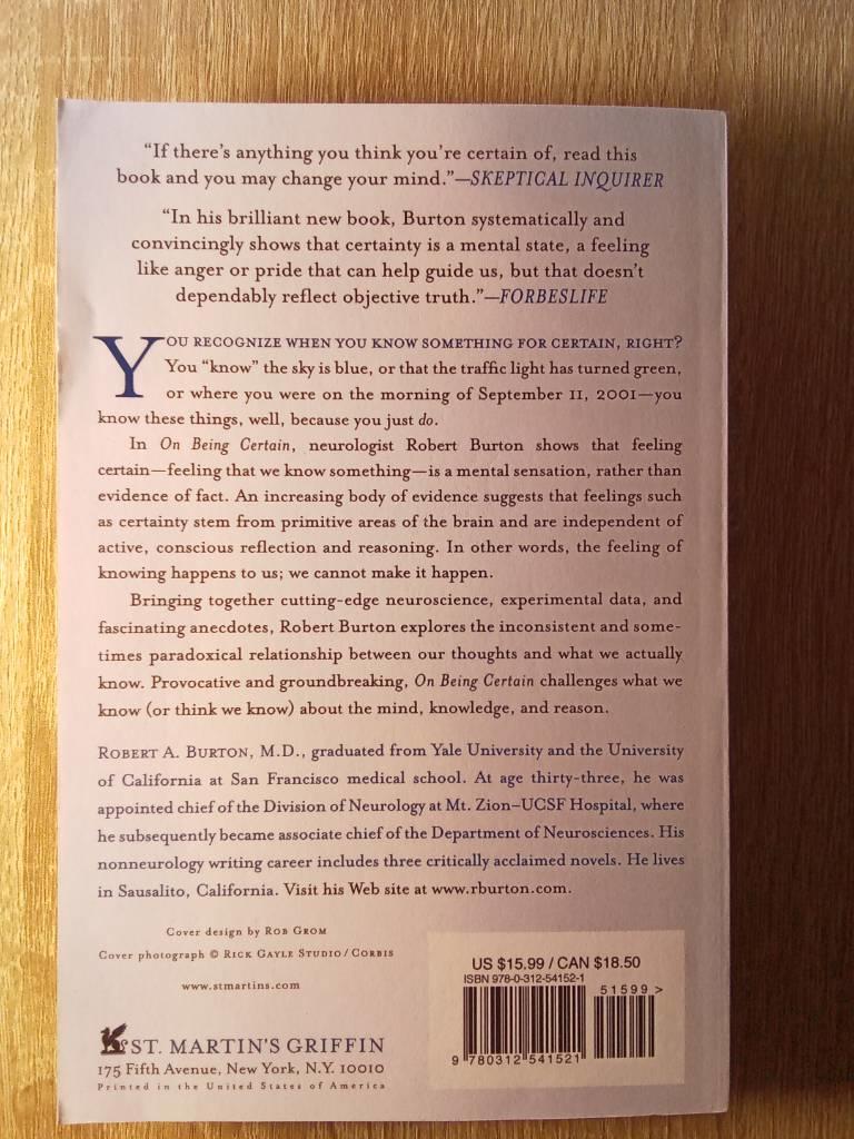 On being certain - believing you are right even when you're not