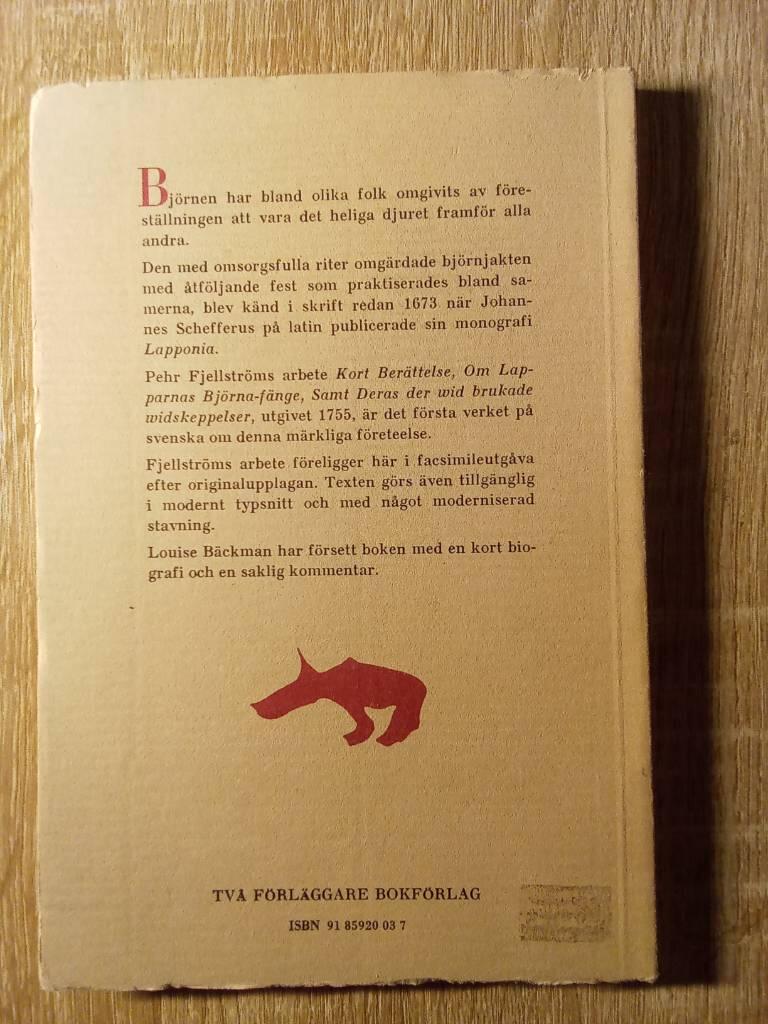 Kort ber&auml;ttelse om lapparnas bj&ouml;rna-f&auml;nge, samt deras der wid brukade widskeppelser