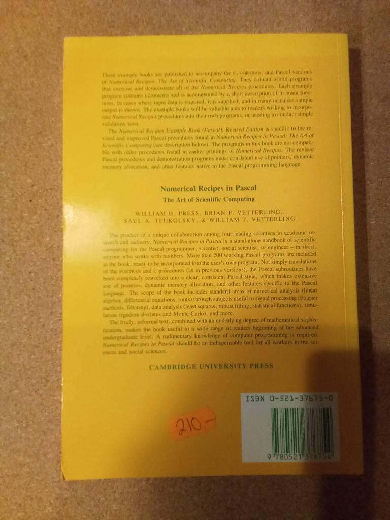 Numerical recipes in Pascal